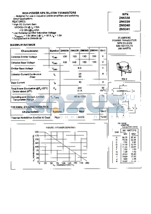 2N6338 datasheet - HIGH-POWER NPN SILICON TRANSISTORS