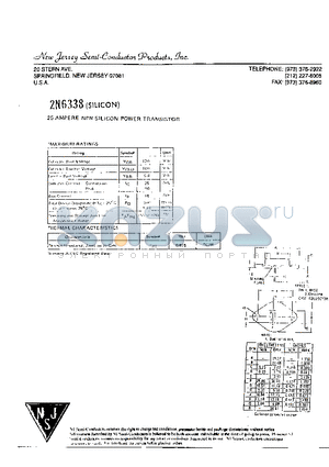 2N6338 datasheet - 25 AMPERE NPN SILICON POWER TRANSISTOR