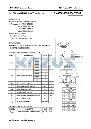 2N6338 datasheet - isc Silicon NPN Power Transistors