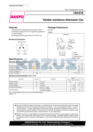 1SV315 datasheet - Variabe resistance Attenuator Use