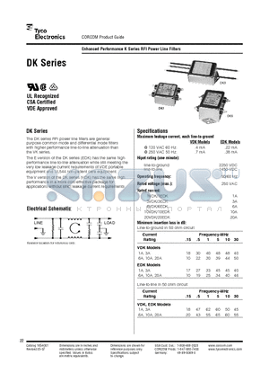 06EDK1 datasheet - Enhanced Performance K Series RFI Power Line Filters