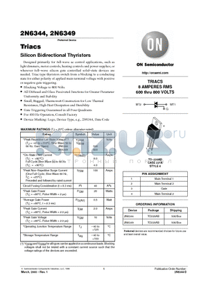 2N6344 datasheet - Silicon Bidirectional Thyristors