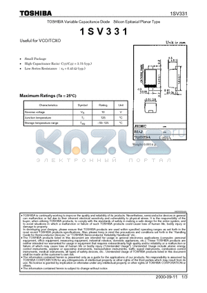 1SV331 datasheet - Useful for VCO/TCXO