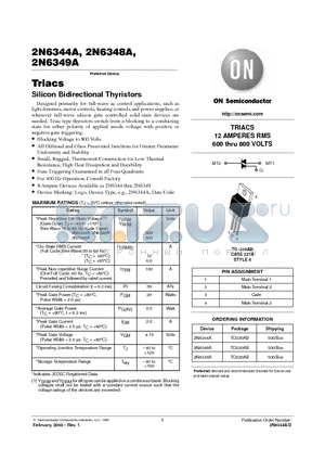 2N6344A datasheet - Silicon Bidirectional Thyristors