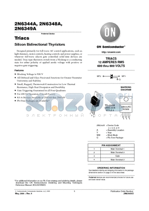 2N6348AG datasheet - Triacs Silicon Bidirectional Thyristors