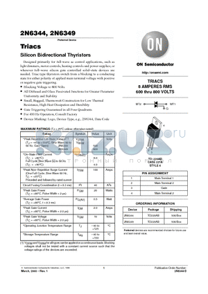 2N6349 datasheet - Silicon Bidirectional Thyristors