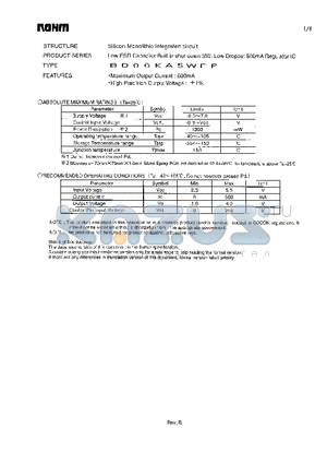 BD00KA5WFP datasheet - Low ESR Capacitor Built in shut down SW, Low Dropout 500mA Regulator IC