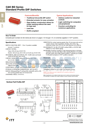 BD01 datasheet - Standard Profile DIP Switches