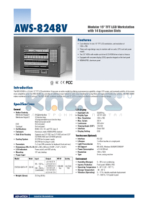 AWS-8248VT-XAE datasheet - Modular 15 TFT LCD Workstation with 14 Expansion Slots