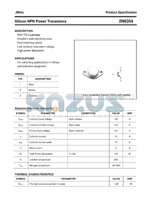 2N6354 datasheet - Silicon NPN Power Transistors