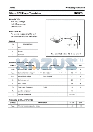 2N6355 datasheet - Silicon NPN Power Transistors