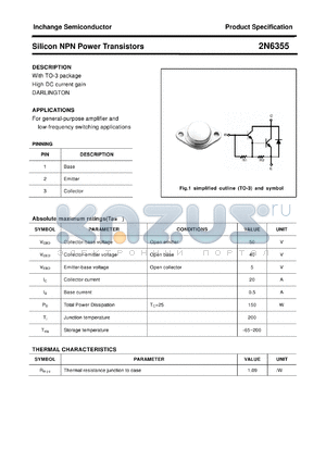 2N6355 datasheet - Silicon NPN Power Transistors