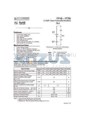 1T1G_10 datasheet - 1.0 AMP. Glass Passivated Rectifiers