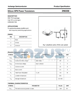 2N6358 datasheet - Silicon NPN Power Transistors