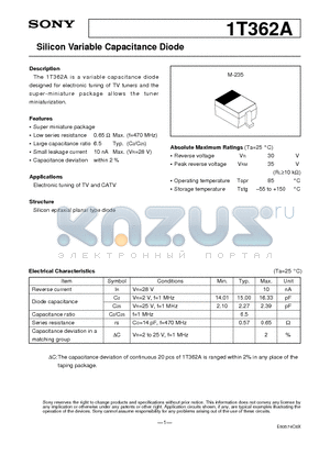 1T362A datasheet - Silicon Variable Capacitance Diode