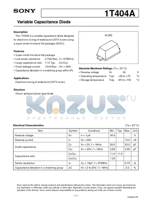 1T404A datasheet - Variable Capacitance Diode