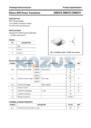 2N6373 datasheet - Silicon NPN Power Transistors