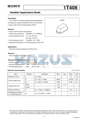 1T408 datasheet - Variable Capacitance Diode