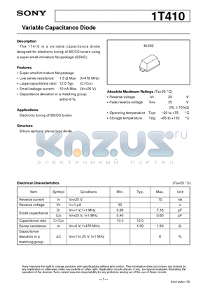 1T410 datasheet - Variable Capacitance Diode