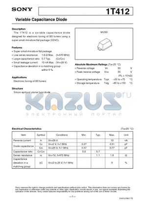 1T412 datasheet - Variable Capacitance Diode