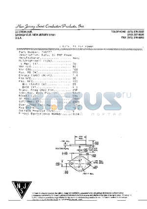 2N6377 datasheet - BJTS, SI PNP POWER