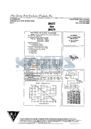 2N6377 datasheet - 50 AMPERE POWER TRANSISTORS PNP SILICON