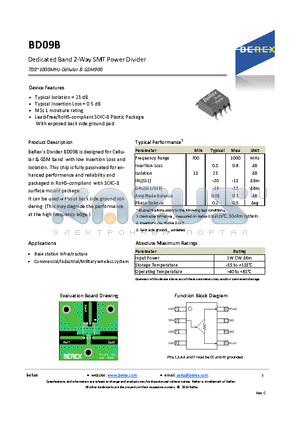 BD09B datasheet - Dedicated Band 2-Way SMT Power Divider