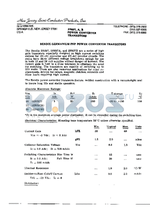 2N637B datasheet - BENDIX GERMANIUM PNP POWER CONVERTOR TRANSISTORS