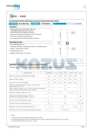 1U1G datasheet - GLASS PASSIVATED JUNCTION ULTRAFAST RECOVERY RECTIFIER