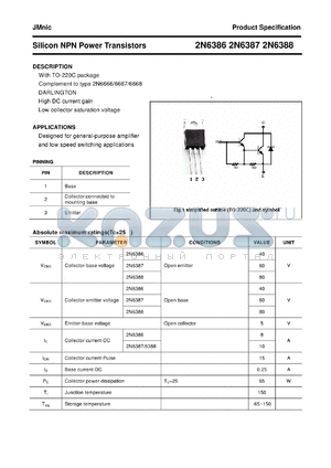2N6386 datasheet - Silicon NPN Power Transistors