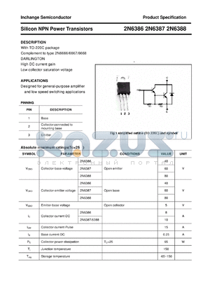 2N6386 datasheet - Silicon NPN Power Transistors