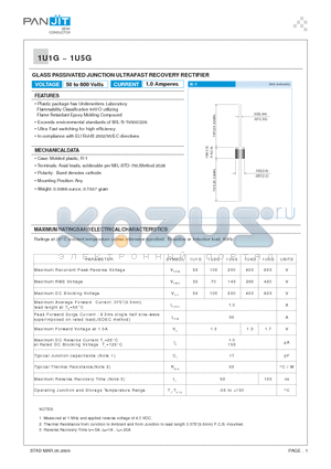 1U2G datasheet - GLASS PASSIVATED JUNCTION ULTRAFAST RECOVERY RECTIFIER