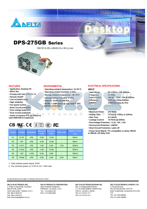 DPS-275GB datasheet - Application: Desktop PC