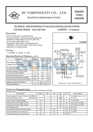 2N6395 datasheet - TECHNICAL SPECIFICATIONS OF SILICON CONTROLLED RECTIFIERS