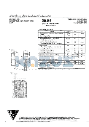 2N6397 datasheet - SILICON CONTROLLED RECTIFIERS