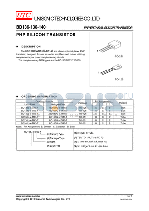 BD1316G-16-TM3-T datasheet - PNP SILICON TRANSISTOR