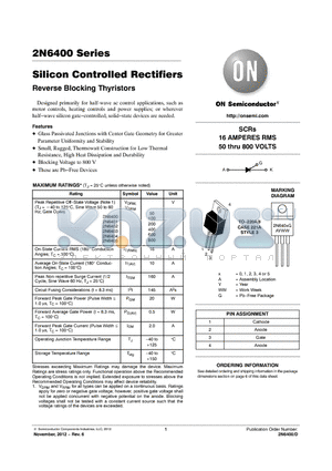 2N6402G datasheet - SCRs 16 AMPERES RMS 50 thru 800 VOLTS