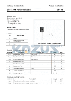 BD132 datasheet - Silicon PNP Power Transistors