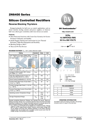 2N6404G datasheet - Silicon Controlled Rectifiers