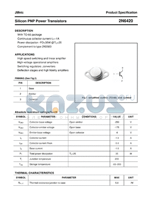 2N6420 datasheet - Silicon PNP Power Transistors