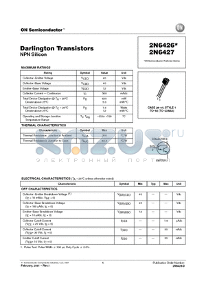 2N6426 datasheet - Darlington Transistors(NPN Silicon)