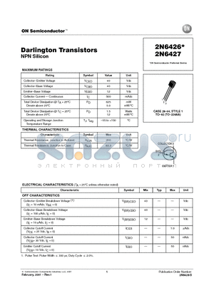 2N6427 datasheet - Darlington Transistors(NPN Silicon)