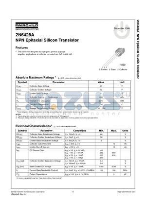 2N6428A datasheet - NPN Epitaxial Silicon Transistor
