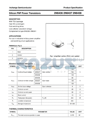 2N6437 datasheet - Silicon PNP Power Transistors