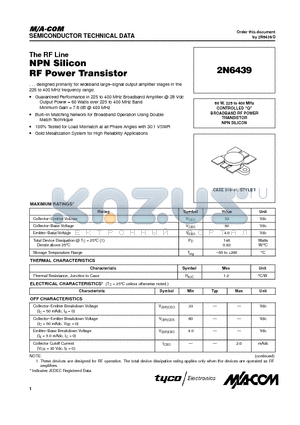 2N6439 datasheet - POWER TRANSISTOR