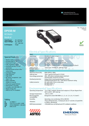 DPS54-M datasheet - Medical safety approvals