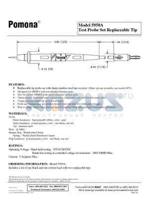 5950A datasheet - Test Probe Set Replaceable Tip