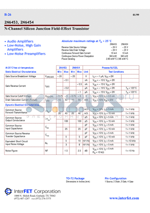 2N6453 datasheet - N-Channel Silicon Junction Field-Effect Transistor