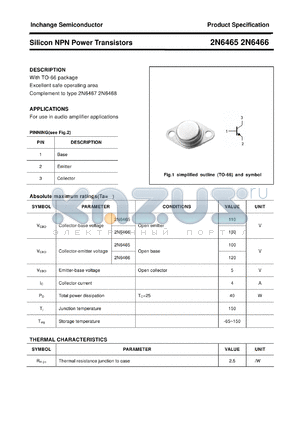 2N6466 datasheet - Silicon NPN Power Transistors