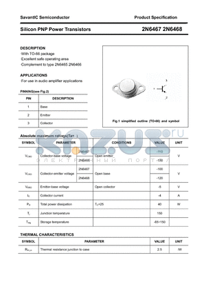 2N6468 datasheet - Silicon PNP Power Transistors